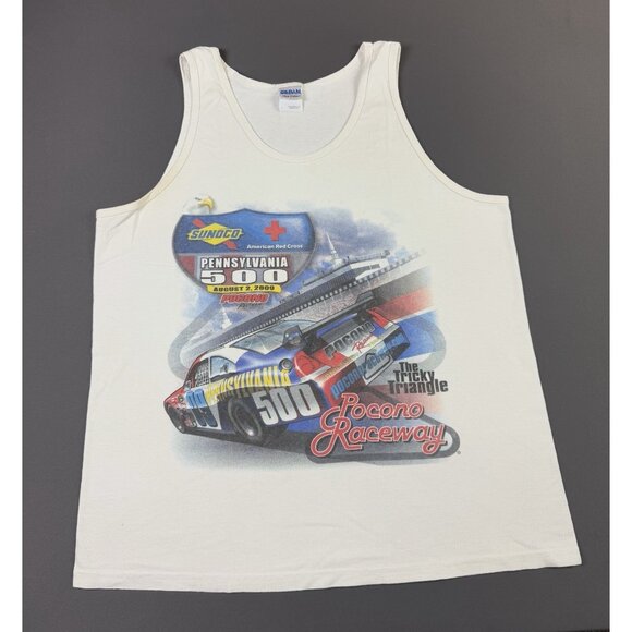 Rare Vintage Y2K Sunoco Pocono Raceway Pennsylvania 500 Car Racing Tank Top Art - Picture 1 of 9